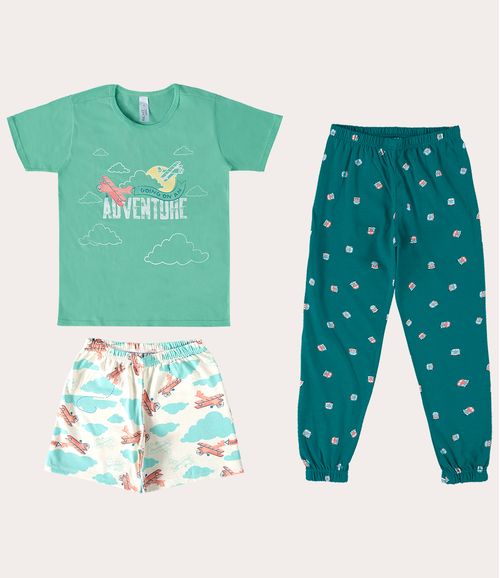 Pijama Infantil Menino Shorts e Calça Em Algodão Malwee Kids