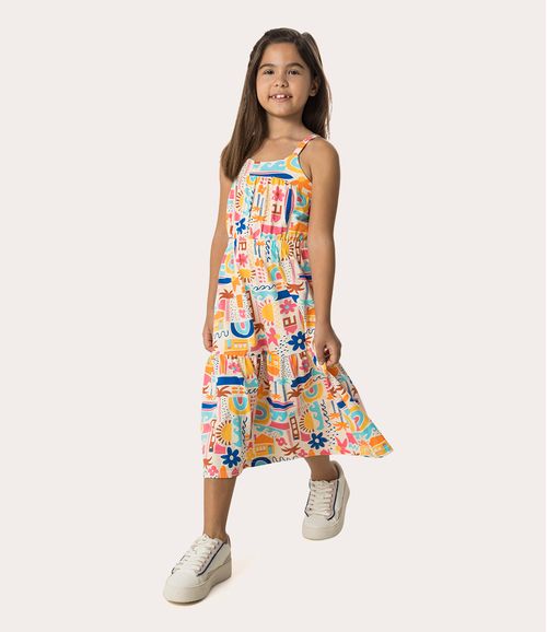 Vestido Infantil Midi Em Algodão Malwee Kids
