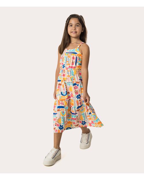 Vestido Infantil Midi Em Algodão Malwee Kids