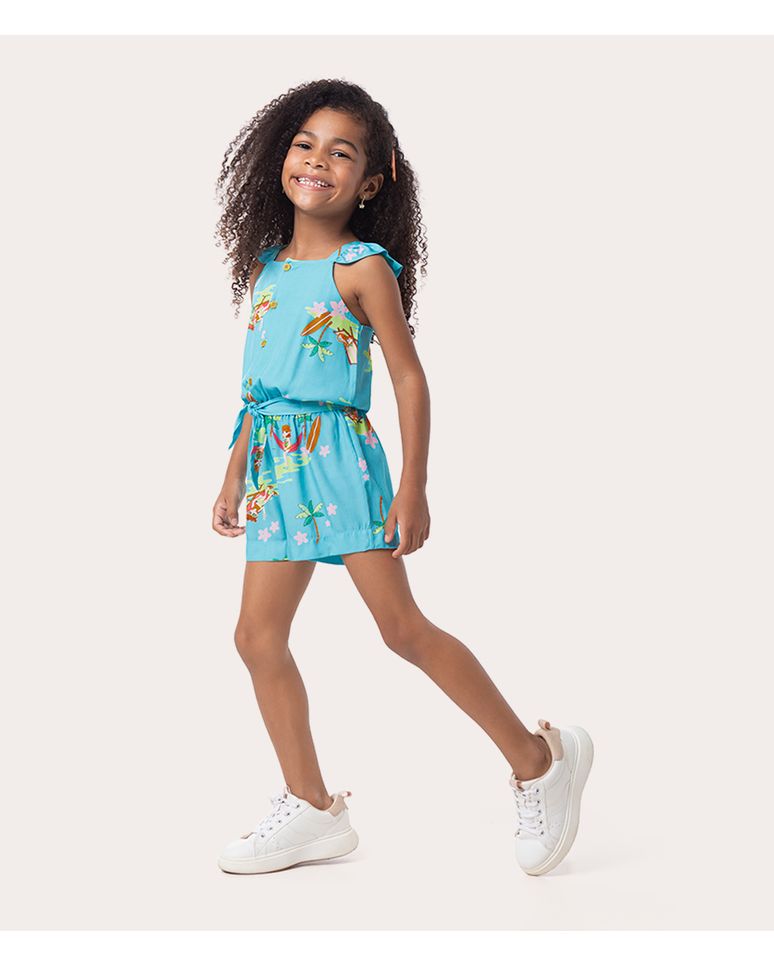 Macacão Infantil Menina Estampado Em Viscose Malwee Kids