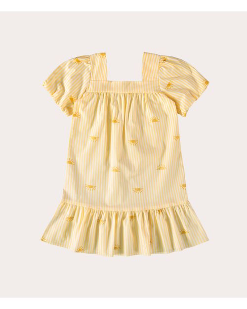 Vestido Infantil Babado Na Manga Em Tricoline Malwee Kids