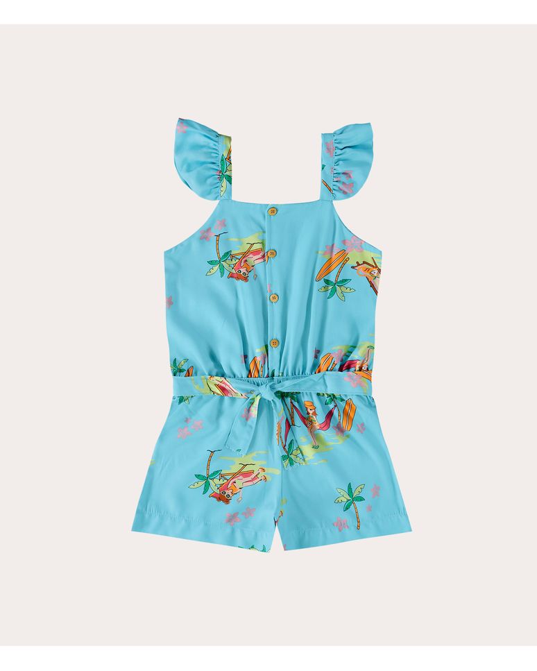 Macacão Infantil Menina Estampado Em Viscose Malwee Kids