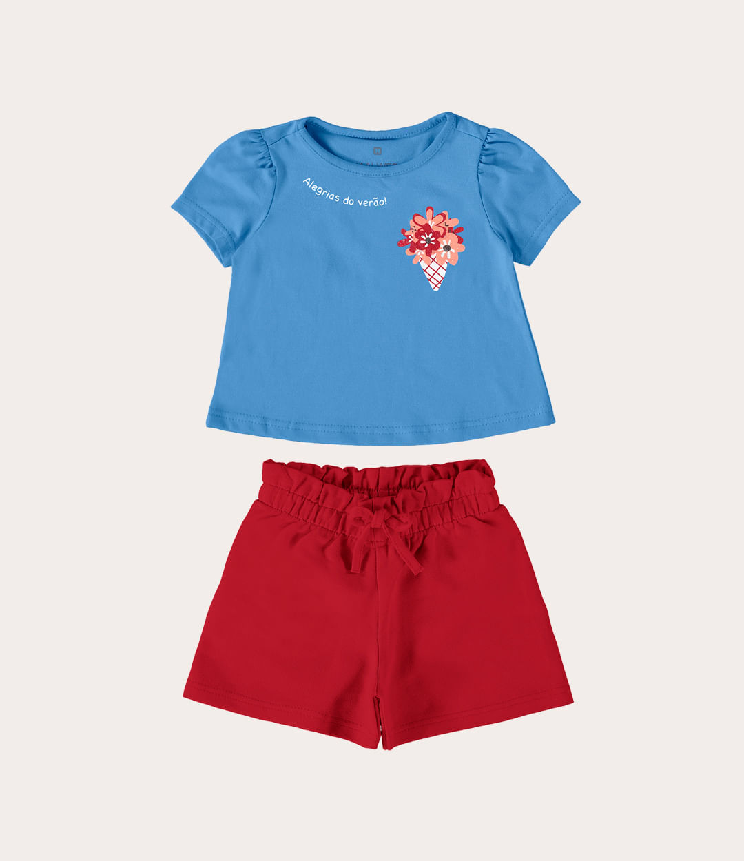 Conjunto Infantil Menina Blusa e Shorts Em Algodão Malwee Kids