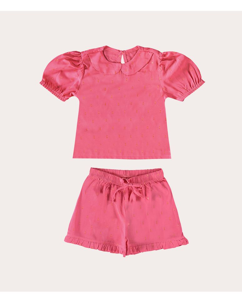 Conjunto Infantil Menina Blusa e Shorts Em Viscose Malwee Kids