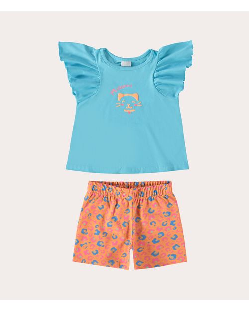 Conjunto Infantil Menina Blusa e Shorts Em Algodão Malwee Kids