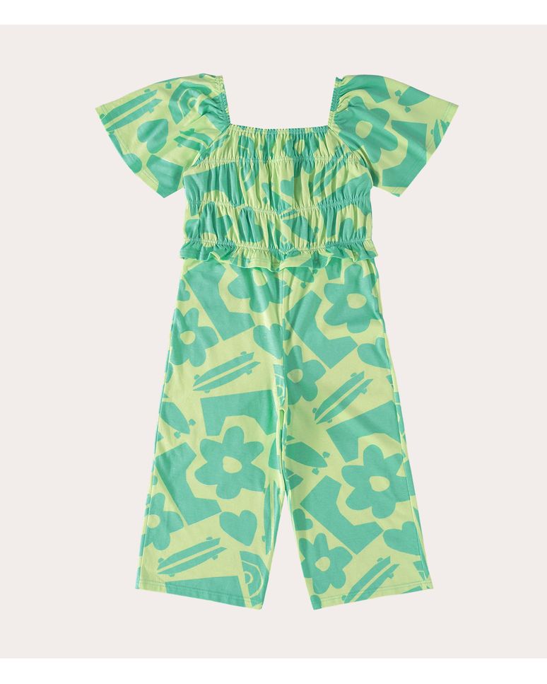 Macacão Pantacourt Infantil Menina Em Algodão Malwee Kids