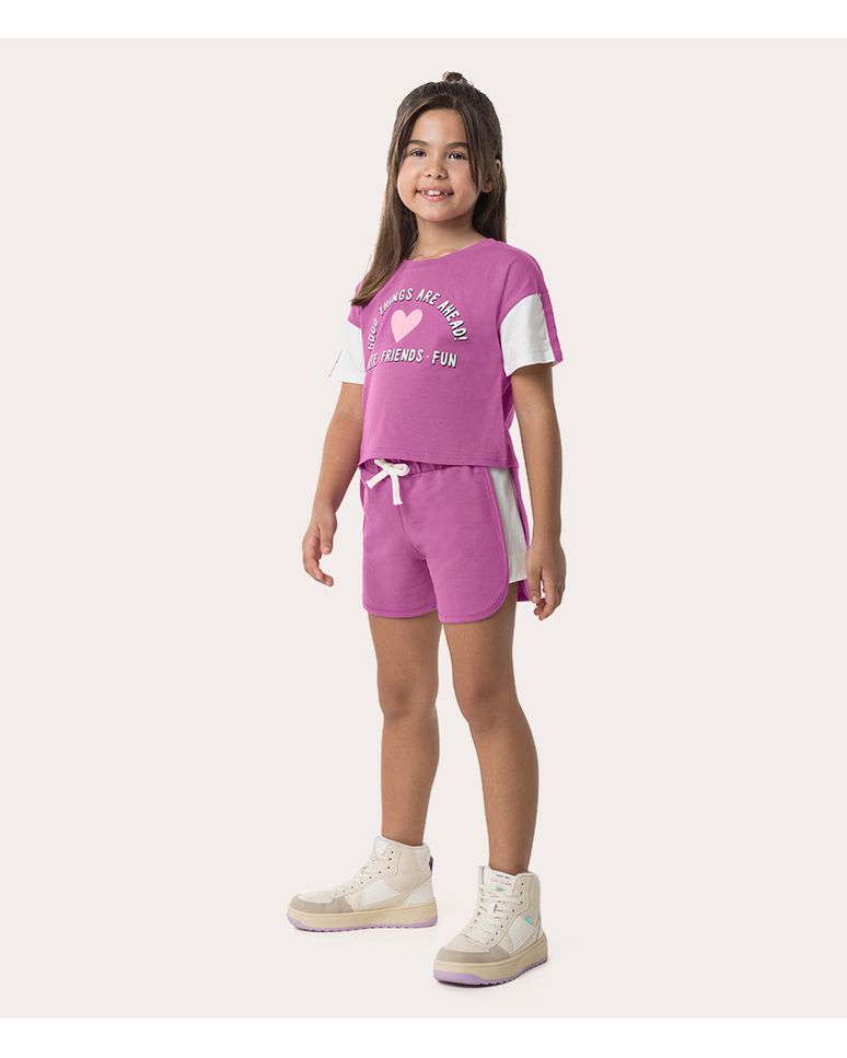 Conjunto Infantil Menina Blusa e Shorts Algodão Malwee Kids