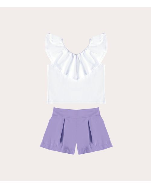 Conjunto Infantil Menina com Decote Babado Algodão Malwee Kids