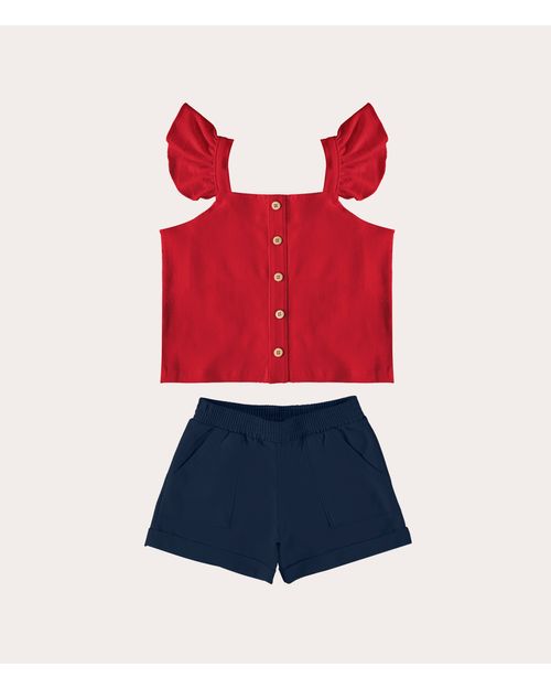 Conjunto Infantil Menina com Regata com Babado Algodão Malwee Kids