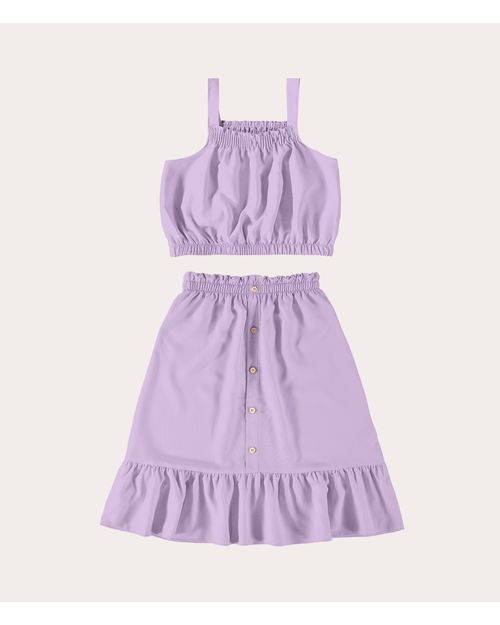 Conjunto Infantil Menina Com Regata E Saia Longa Em Viscose Malwee Kids