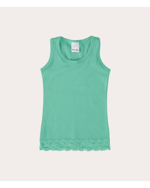 Regata Infantil Menina Com Renda Em Algodão Malwee Kids