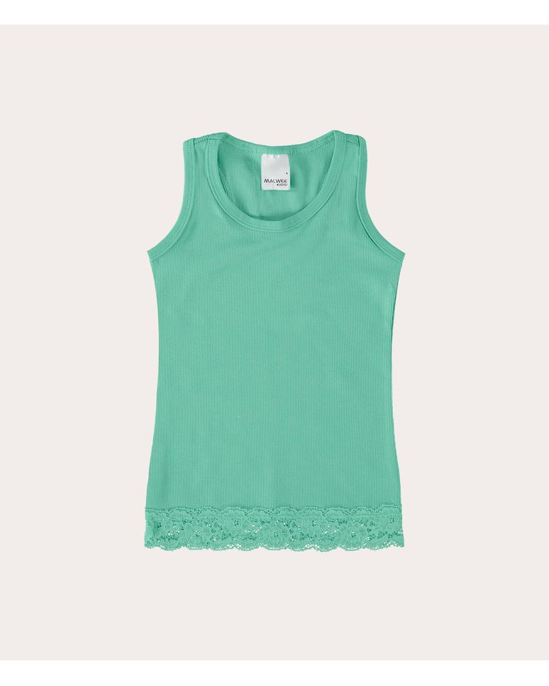 Regata Infantil Menina Com Renda Em Algodão Malwee Kids
