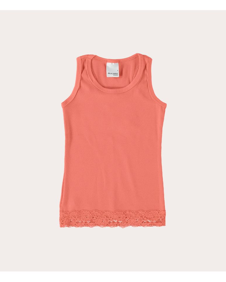 Regata Infantil Menina Com Renda Em Algodão Malwee Kids
