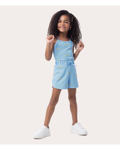 Shorts Infantil Menina Listrado Em Algodão Malwee Kids