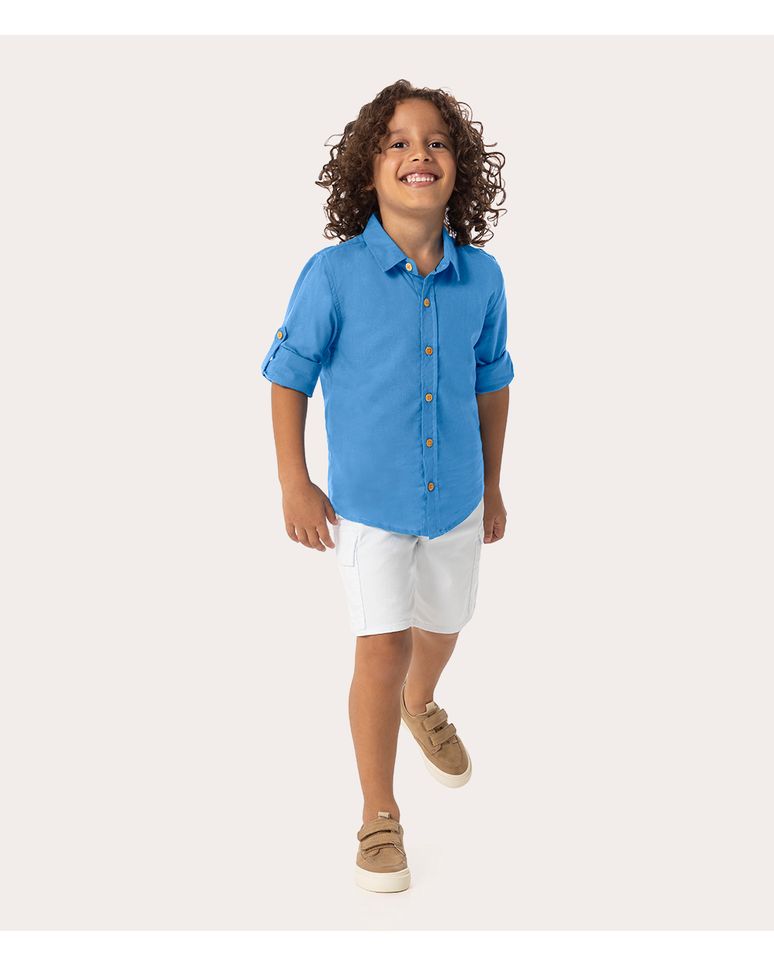 Camisa Infantil Menino Manga Longa Em Tricoline Malwee Kids