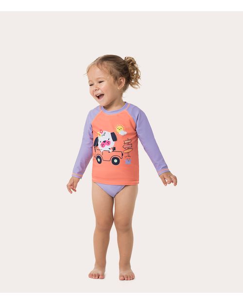 Camiseta Praia Infantil Unissex Friends Manga Longa Malha UV50+ Malwee Kids