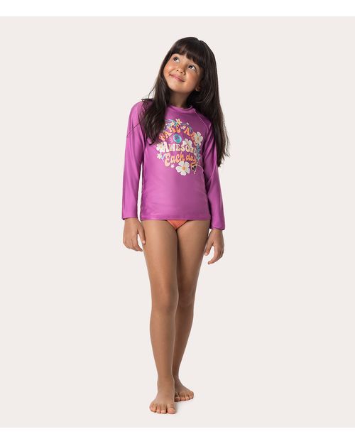 Camiseta Praia Infantil Menina Wake Up Malha UV50+ Malwee Kids