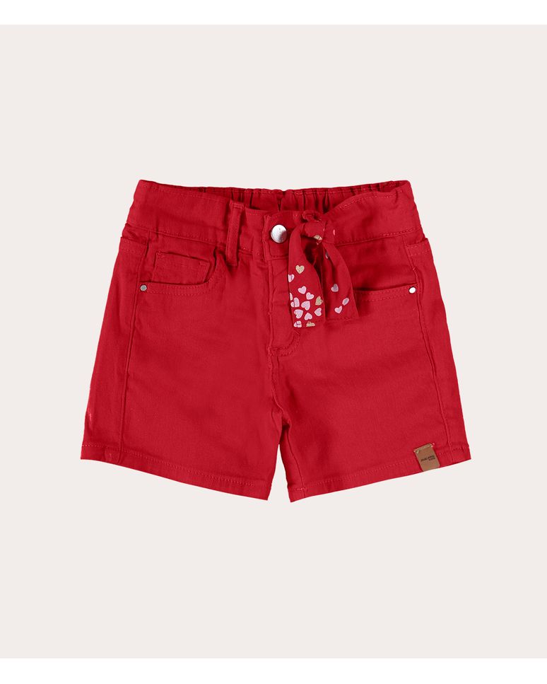 Shorts Infantil Menina Com Faixa Em Sarja Com Elastano Malwee Kids