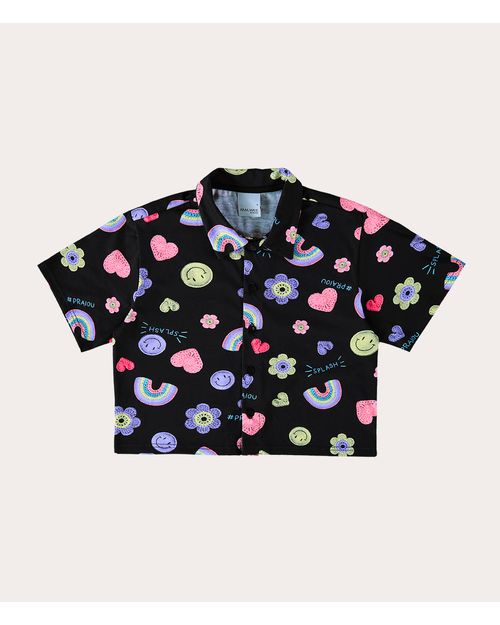 Camisa Infantil Menina Manga Curta Splash Em Algodão Malwee Kids