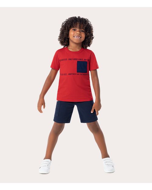 Conjunto Infantil Menino Camiseta e Bermuda Em Sarja Malwee Kids