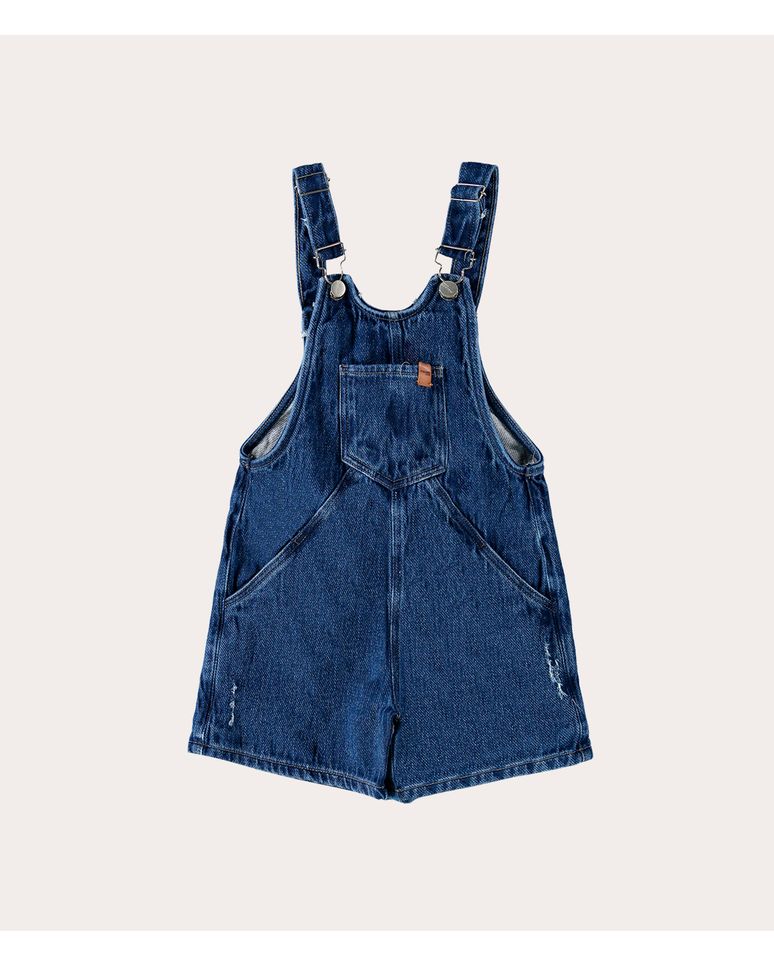 Jardineira Infantil Menina Decote U Em Jeans Moletom Malwee Kids