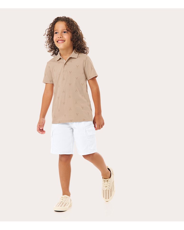 Bermuda Infantil Menino Tradicional Em Sarja Com Elastano Malwee Kids