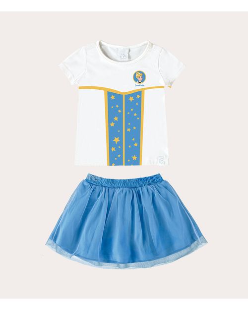 Conjunto Infantil Menina Blusa e Shorts Disney Em Algodão Malwee Kids