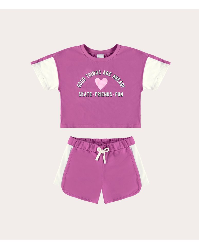 Conjunto Infantil Menina Blusa e Shorts Algodão Malwee Kids