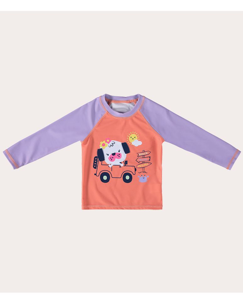 Camiseta Praia Infantil Unissex Friends Manga Longa Malha UV50+ Malwee Kids