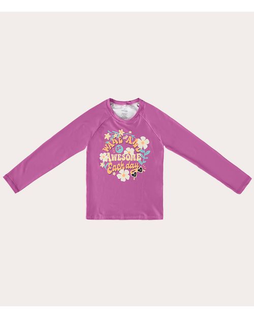 Camiseta Praia Infantil Menina Wake Up Malha UV50+ Malwee Kids