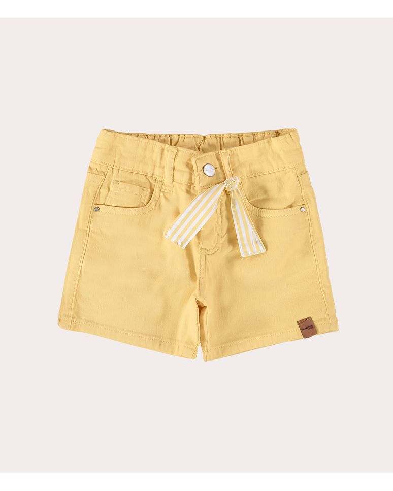 Shorts Infantil Menina Com Faixa Em Sarja Com Elastano Malwee Kids