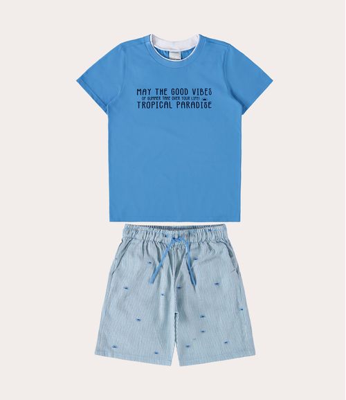 Conjunto Infantil Menino Camiseta e Bermuda Em Moletinho Malwee Kids