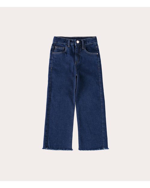 Calça Infantil Menina Wide Leg Cintura Ajustável Em Jeans Moletom Malwee Kids