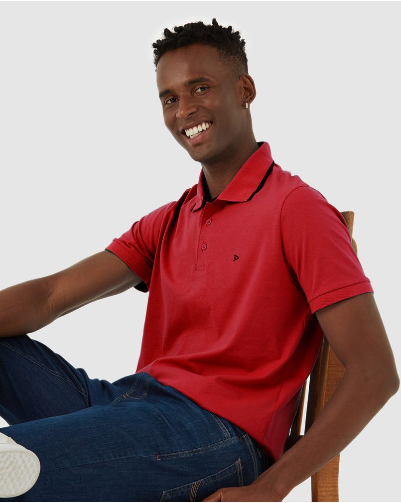 ポロページ Camisa Polo Básica Masculina Em Algodão Vermelho XGG - Malwee
