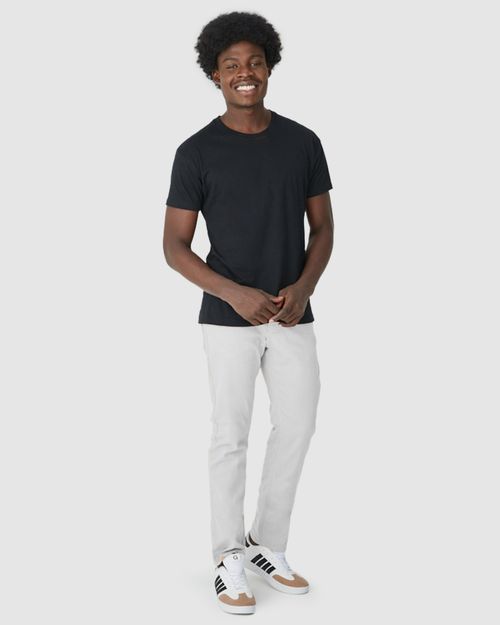 Calça Masculina Slim Cintura Média Em Sarja Com Elastano