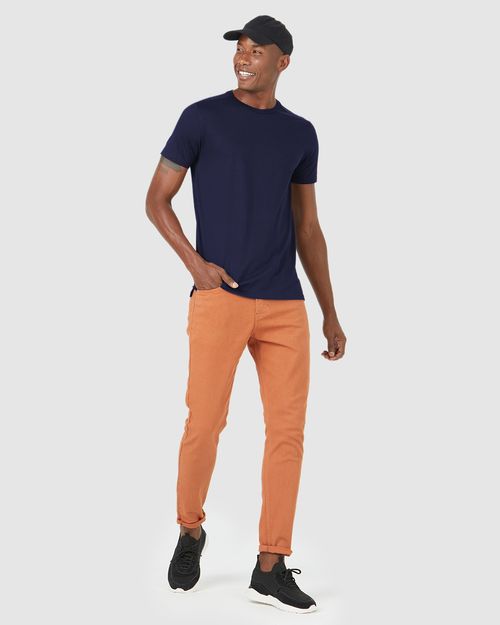 Camiseta Básica Masculina Abertura Lateral Em Algodão Pima