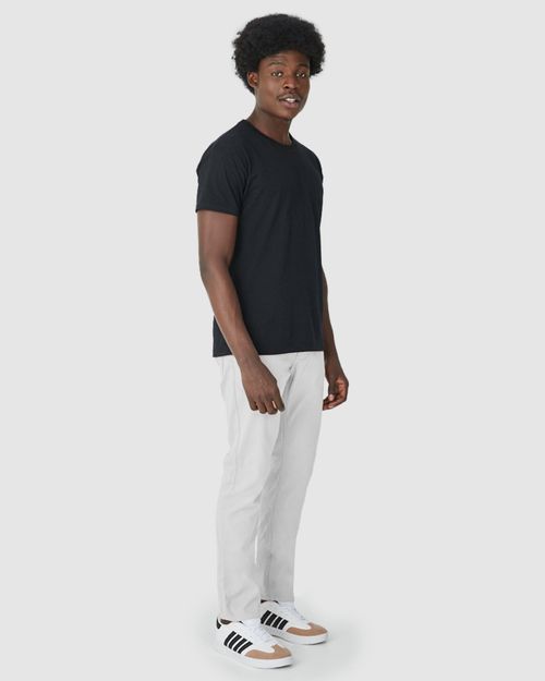 Calça Masculina Slim Cintura Média Em Sarja Com Elastano