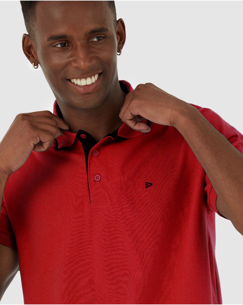 Camisa Polo Básica Masculina Em Algodão Vermelho XGG - Malwee
