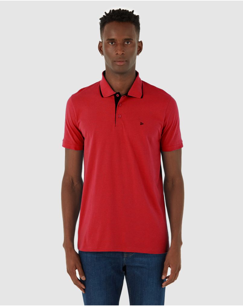 Camisa Polo Básica Masculina Em Algodão Vermelho XGG - Malwee