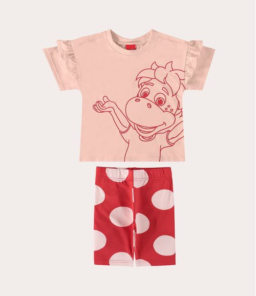 Conjunto Infantil Menina Manga Babado Danoninho® Em Algodão Malwee Kids