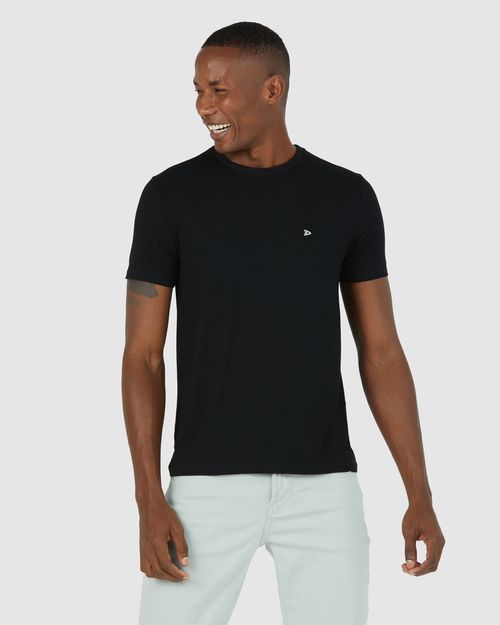 Camiseta Básica Masculina Bordado Frontal Em Viscose Stretch
