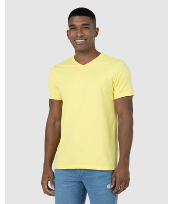 Camiseta Básica Masculina Gola V Em Algodão