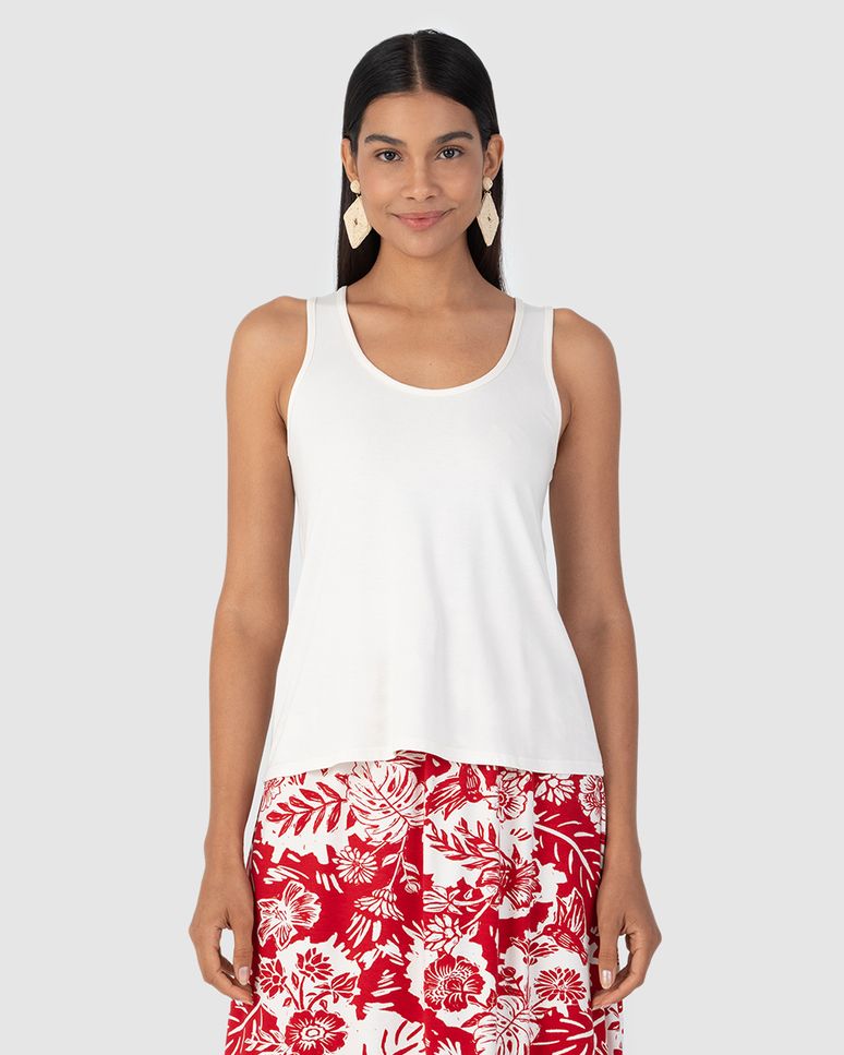 Regata Básica Feminina Decote U Em Viscose Stretch
