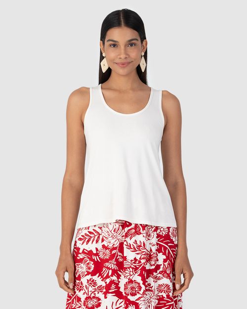 Regata Básica Feminina Decote U Em Viscose Stretch