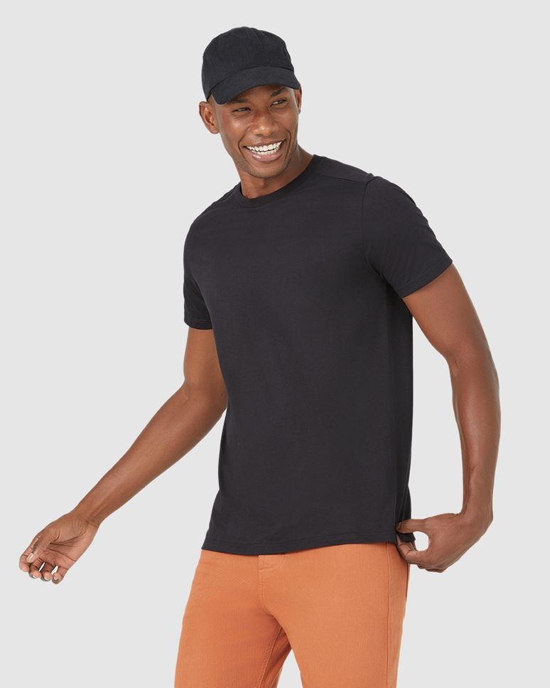 Camiseta Básica Masculina Abertura Lateral Em Algodão Pima