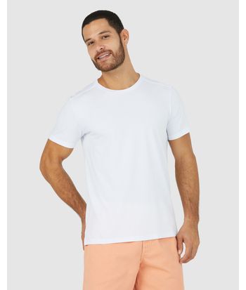 Camiseta Básica Masculina Abertura Lateral Em Algodão Pima