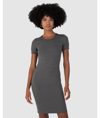 Vestido Básico Feminino Manga Curta Em Viscose Stretch