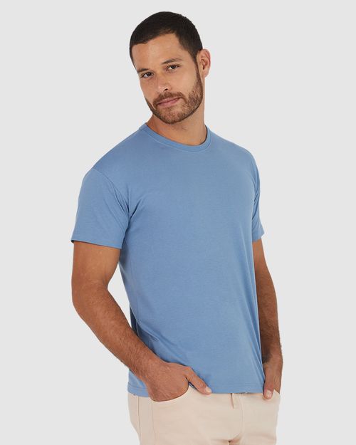 Camiseta Básica Masculina Gola Texturizada Em Algodão