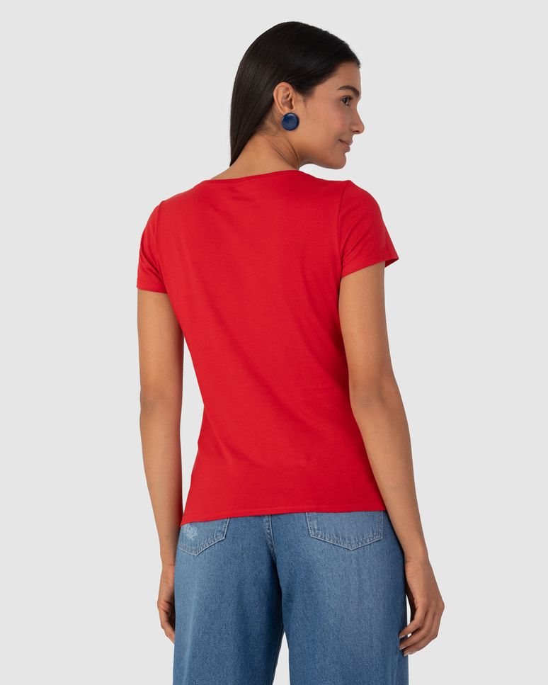 Blusa Básica Feminina Decote V Em Algodão
