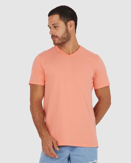 Camiseta Básica Masculina Gola V Em Algodão
